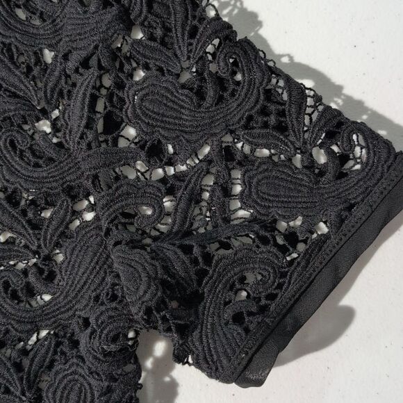 LOFT Black Lace Overlay Blouse - Picture 9 of 11